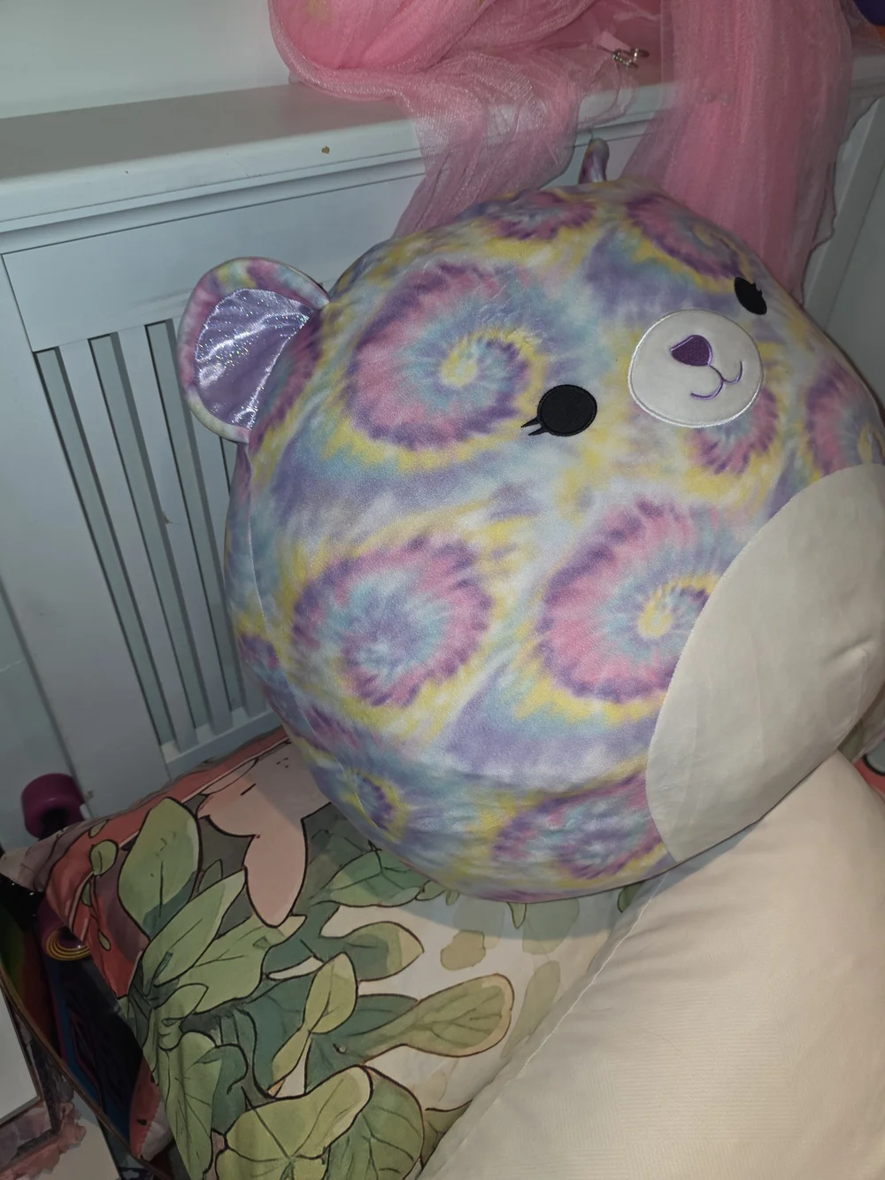 Tie-Dye Plush Bear Throw Pillow - Pastel Multicolor jumbo squishmallow jonessa